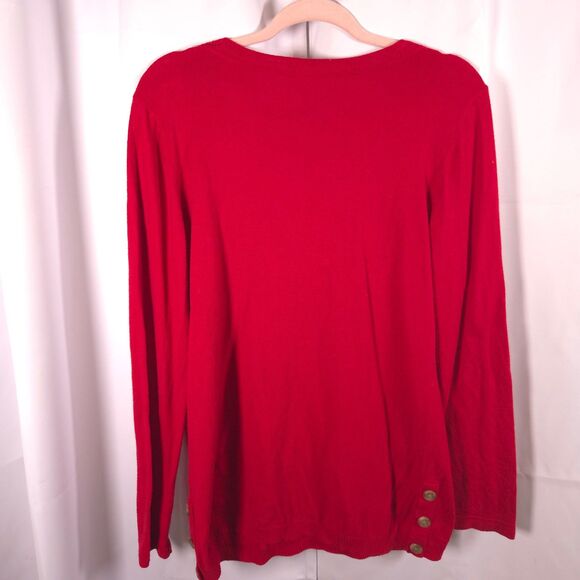 Talbots Womens Medium Red V-Neck Pullover Long Sleeve Sweater - Picture 3 of 7